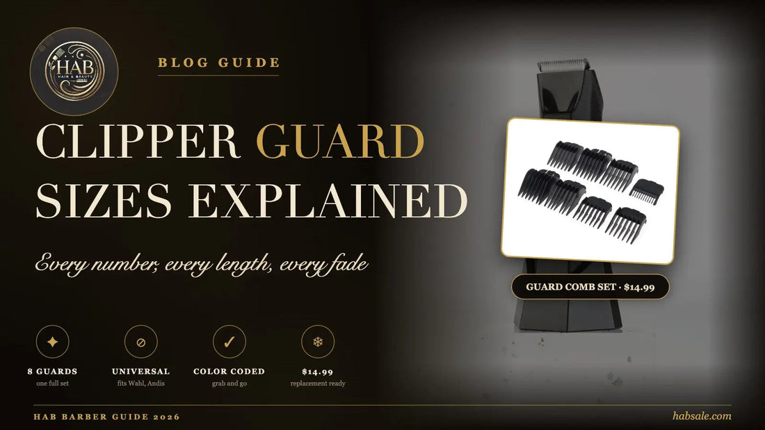 Clipper guard sizes chart and fade guide 2026 with 8 piece universal guard comb set