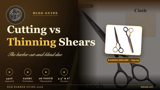 Cutting vs thinning shears barber guide cover with AQIABI 440C steel scissors set