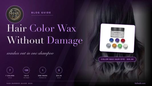 Hair color wax guide cover with Color Wax Hair Dye jar and seven pigment pots