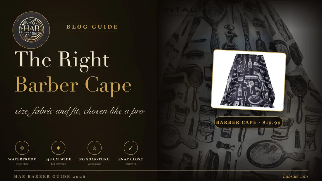 How to choose a barber cape guide cover with HAB waterproof barber cape and gold editorial layout