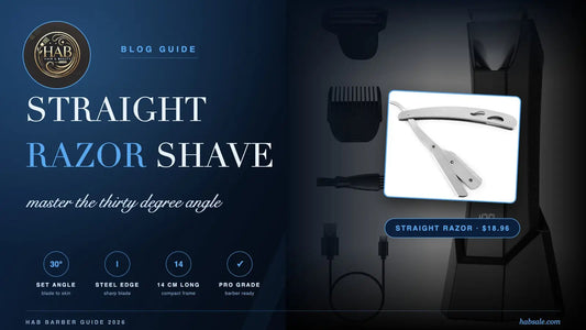 How to shave with a straight razor, HAB barber guide 2026, professional straight razor with steel blade