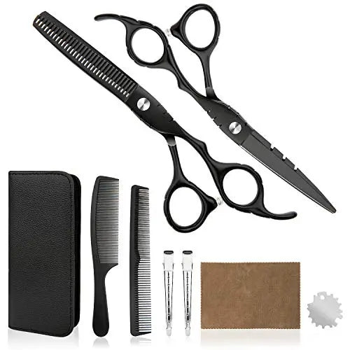 Professional barber scissors and comb set — complete cutting kit