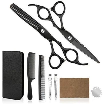 Professional barber scissors and comb set — complete cutting kit