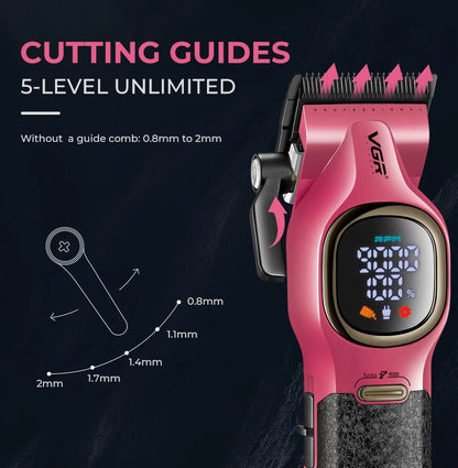 VGR high-end hair trimmer two-piece set metal body 9000 RPM hair clipper alloy blade head oil head carving push shear V-886 S2 - HAB - Hair And Beauty
