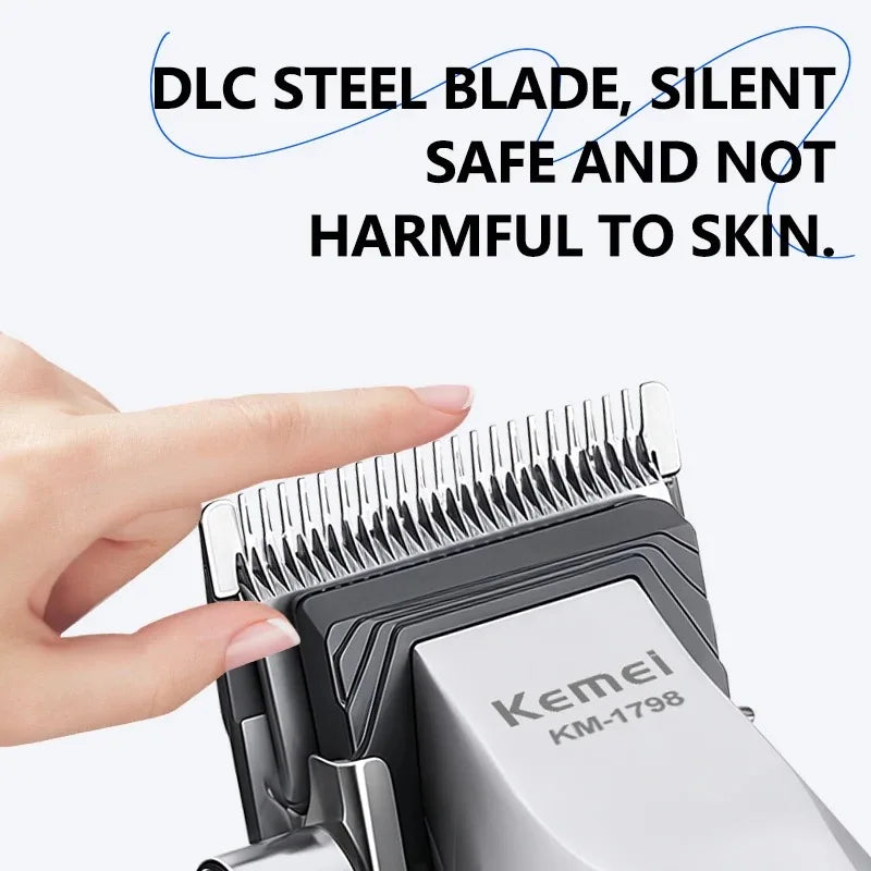 Kemei Barber Professional Hair Clipper Set Cordless Hair Trimmer Full Metal Body Electric Foil Shaver Hair Cutting Machine Razor - HAB - Hair And Beauty
