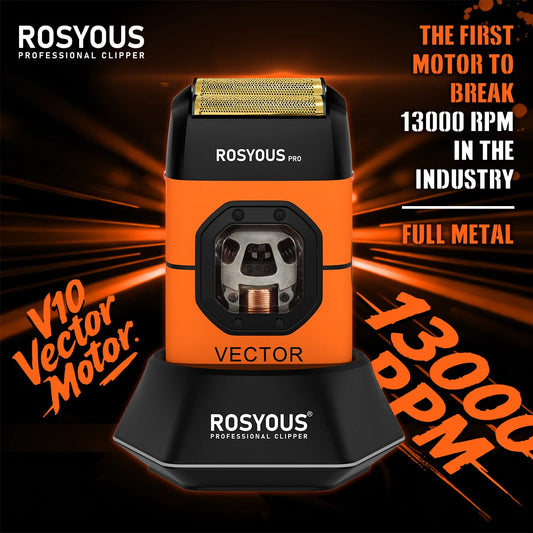 ROSYOUS RS-999 Man Electric Shaver 13000RPM Magnetic Vector Motor Full Metal with Dock 2000mAh Barbershop Beard Trimmer Machine - HAB - Hair And Beauty