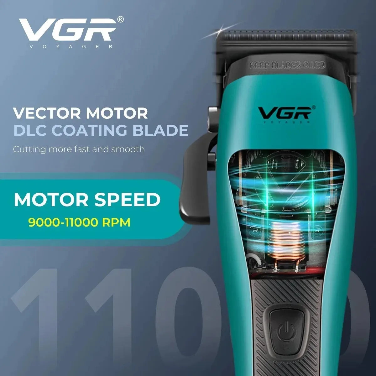 VGR Hair Trimmer Professional Hair Cutting Machine LED Cordless Barber Clipper Vector Motor 11000 RPM Hair Trimmer for Men V-035 - HAB - Hair And Beauty