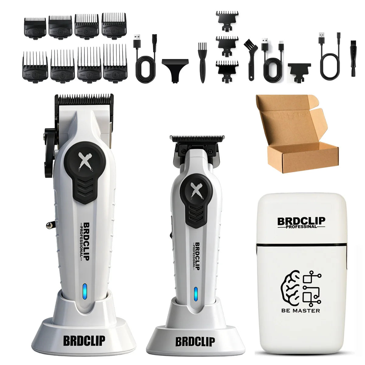 BRDCLIP New White Professional FA1C-T-609 Barber Hair Clipper Set Men's 10000RPM Electric Shaver Hair Trimmer Barbershop Tools - HAB - Hair And Beauty