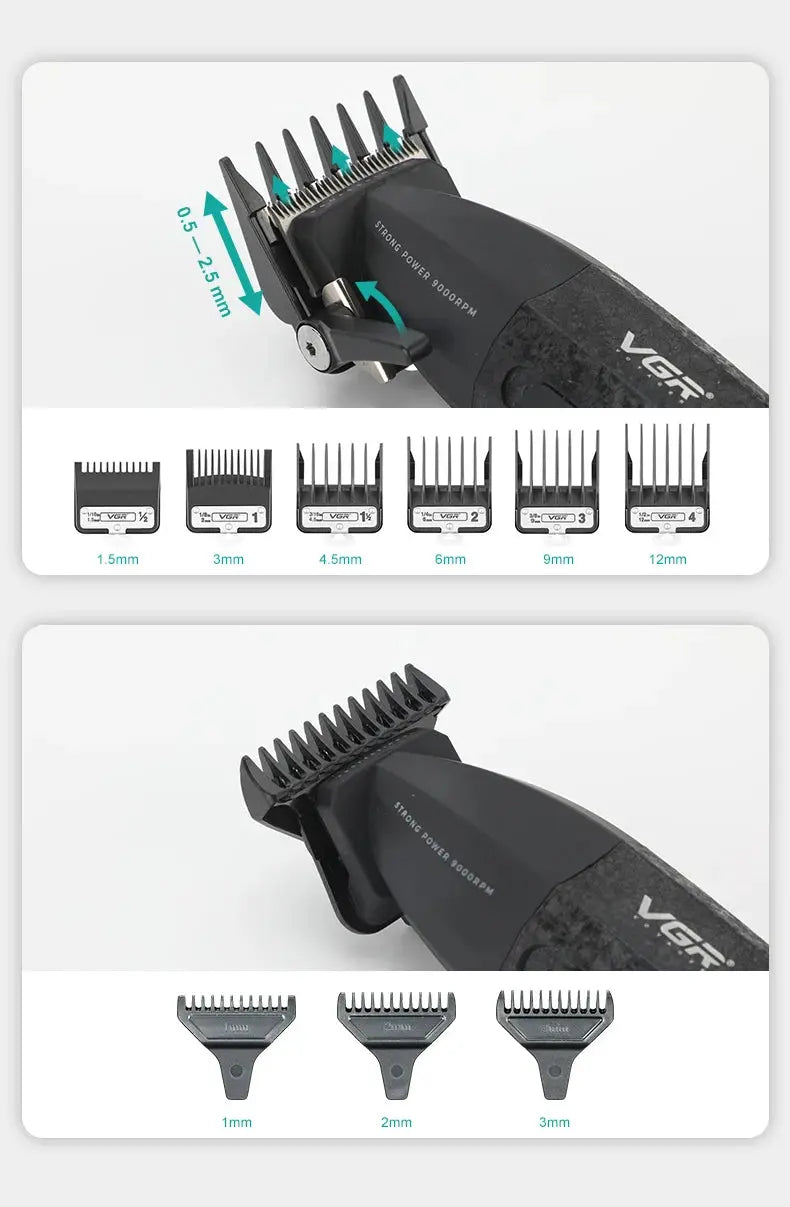 VGR Hair Trimmer Professional Hair Cutting Machine 9000 RPM Barber Shaver Cordless Hair Clipper LED Trimmer for Men V-640 S3 - HAB - Hair And Beauty