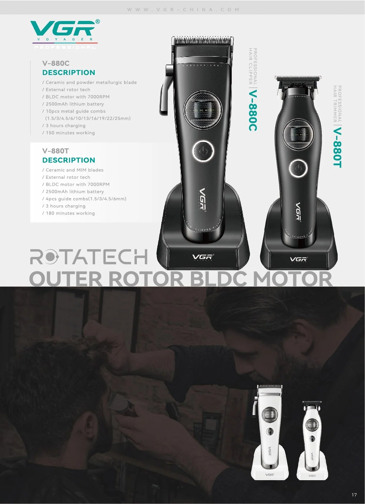 VGR Hair Trimmer Professional Hair Cut Machine Rechargeable Body Trimmer Electric Hair Clipper Adjustable Trimmer For Men V-880C - HAB - Hair And Beauty