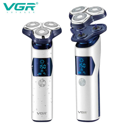 VGR 328 Men's Professional Shaver Metal Floating Three Blade Household Shaver LED Intelligent Digital Hair Trimming Machine - HAB - Hair And Beauty