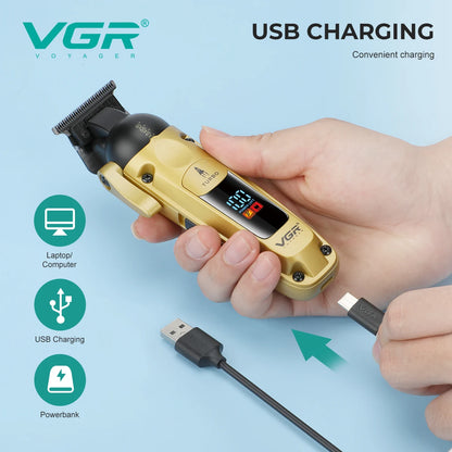 VGR Professional Hair Clipper – Cordless Rechargeable Trimmer for Men - HAB - Hair And Beauty