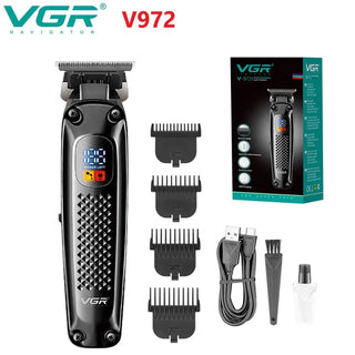 VGR V-972 Engraved Hair Trimmer LCD Digital Display