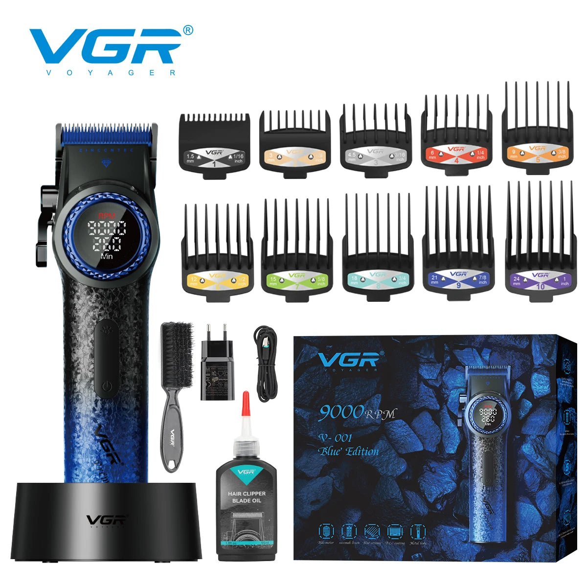 VGR Professional Hair Clipper with 12000 RPM High end Base Hair Trimmer Hair Salon Home Multi gear Adjustable Hair Clipper V-001 - HAB - Hair And Beauty