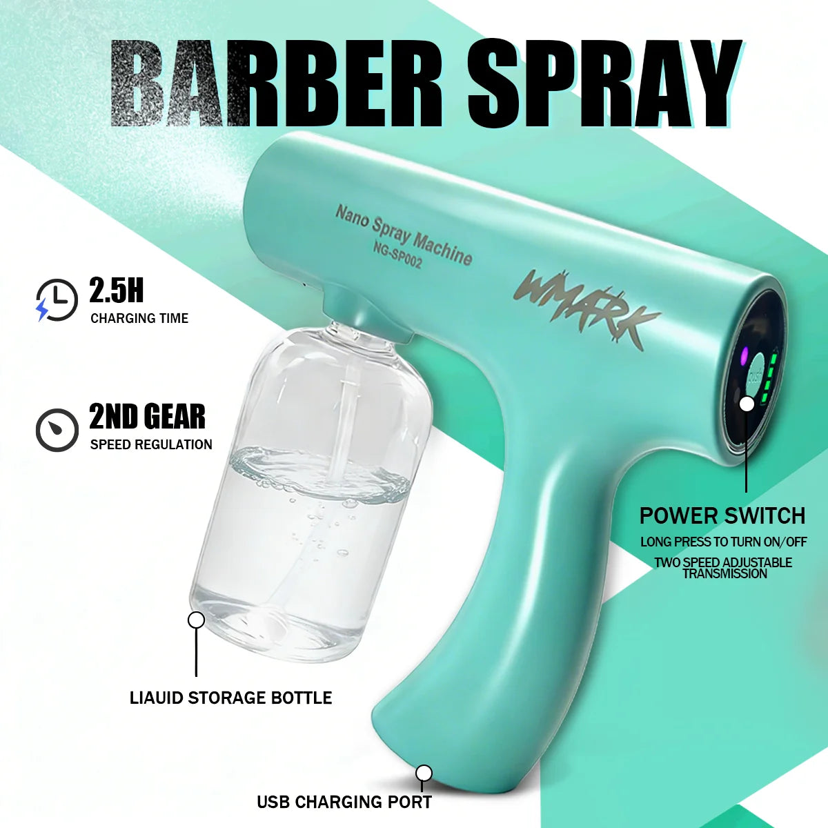 WMARK Professional Hair Clipper Shaver Hair Dryers and Spray Bottle Handheld 5 in 1 Barber KIT Gift Box Trimmer for Men NG-8637 - HAB - Hair And Beauty