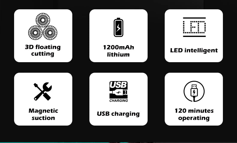 VGR 328 Men's Professional Shaver Metal Floating Three Blade Household Shaver LED Intelligent Digital Hair Trimming Machine - HAB - Hair And Beauty