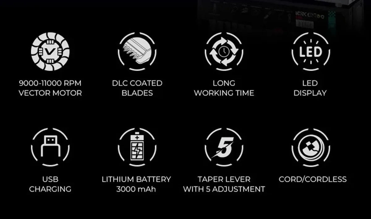 VGR Hair Trimmer Professional Hair Cutting Machine LED Cordless Barber Clipper Vector Motor 11000 RPM Hair Trimmer for Men V-035 - HAB - Hair And Beauty