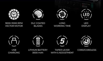 VGR Hair Trimmer Professional Hair Cutting Machine LED Cordless Barber Clipper Vector Motor 11000 RPM Hair Trimmer for Men V-035 - HAB - Hair And Beauty