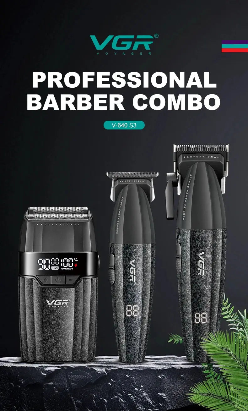 VGR Hair Trimmer Professional Hair Cutting Machine 9000 RPM Barber Shaver Cordless Hair Clipper LED Trimmer for Men V-640 S3 - HAB - Hair And Beauty