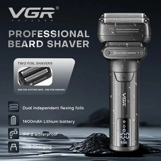 VGR V-368 Men's Electric Foil Shaver — 9000 RPM, IPX6 Waterproof & LED Display