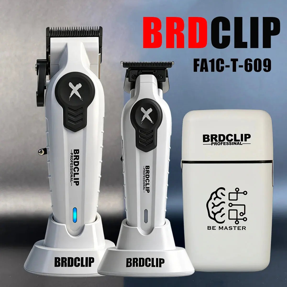 BRDCLIP New White Professional FA1C-T-609 Barber Hair Clipper Set Men's 10000RPM Electric Shaver Hair Trimmer Barbershop Tools - HAB - Hair And Beauty
