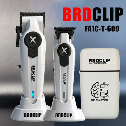 BRDCLIP New White Professional FA1C-T-609 Barber Hair Clipper Set Men's 10000RPM Electric Shaver Hair Trimmer Barbershop Tools - HAB - Hair And Beauty