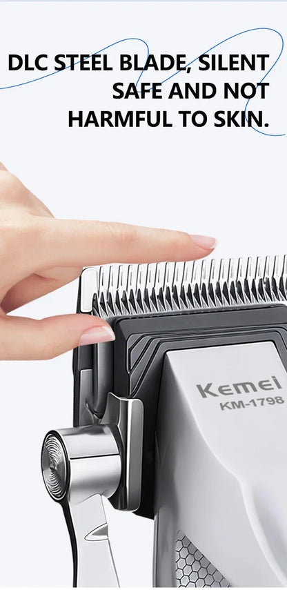 Kemei Barber Professional Hair Clipper Set Cordless Hair Trimmer Full Metal Body Electric Foil Shaver Hair Cutting Machine Razor - HAB - Hair And Beauty