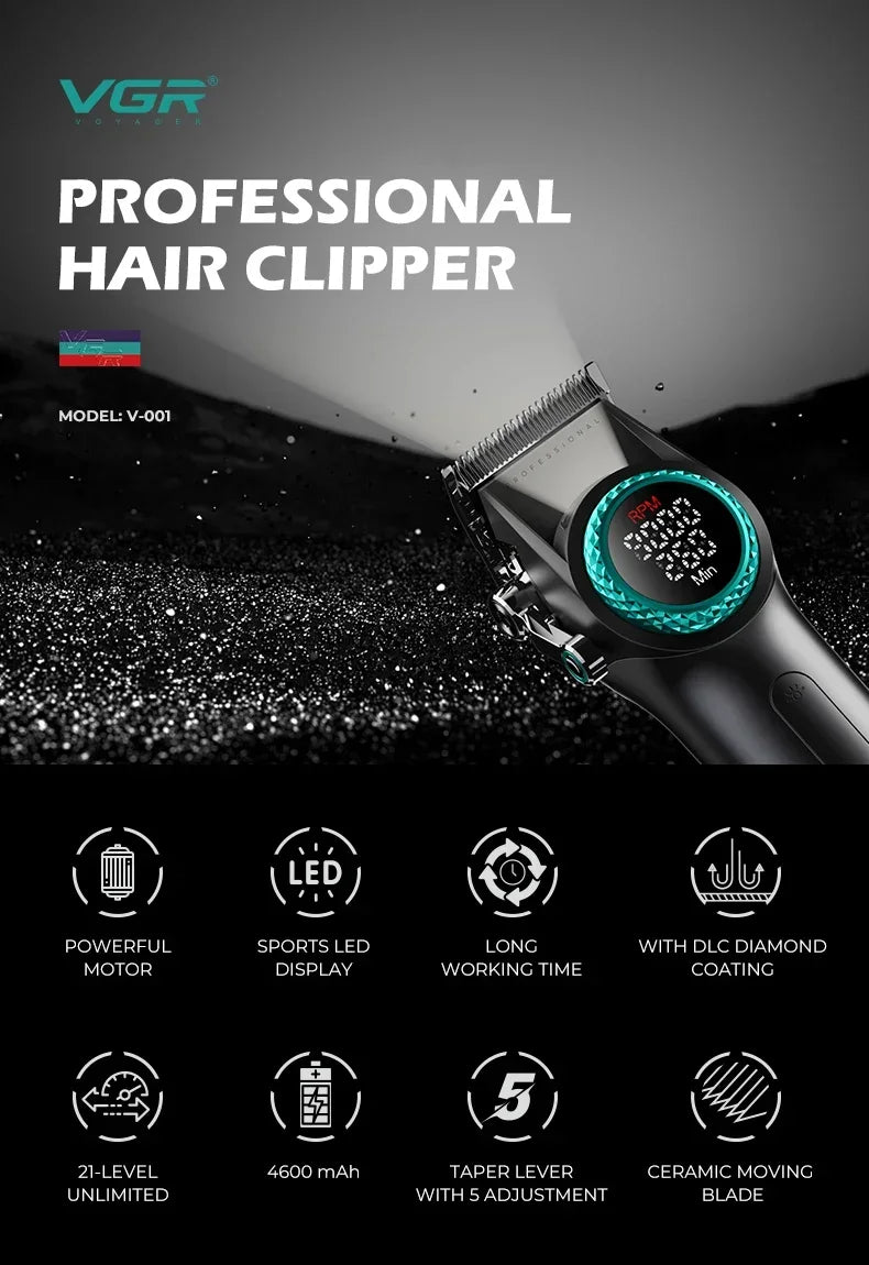 VGR Hair Cutting Machine Professional Hair Trimmer Electric Hair Clipper Cordless Barber Combo Metal Trimmer for Men V-001 V-977 - HAB - Hair And Beauty