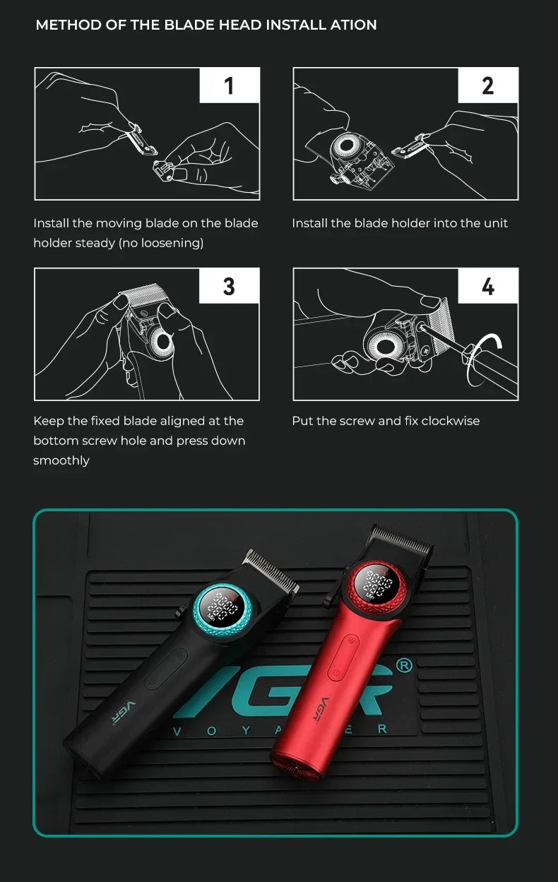 VGR Hair Cutting Machine Professional Hair Trimmer Electric Hair Clipper Cordless Barber Combo Metal Trimmer for Men V-001 V-977 - HAB - Hair And Beauty