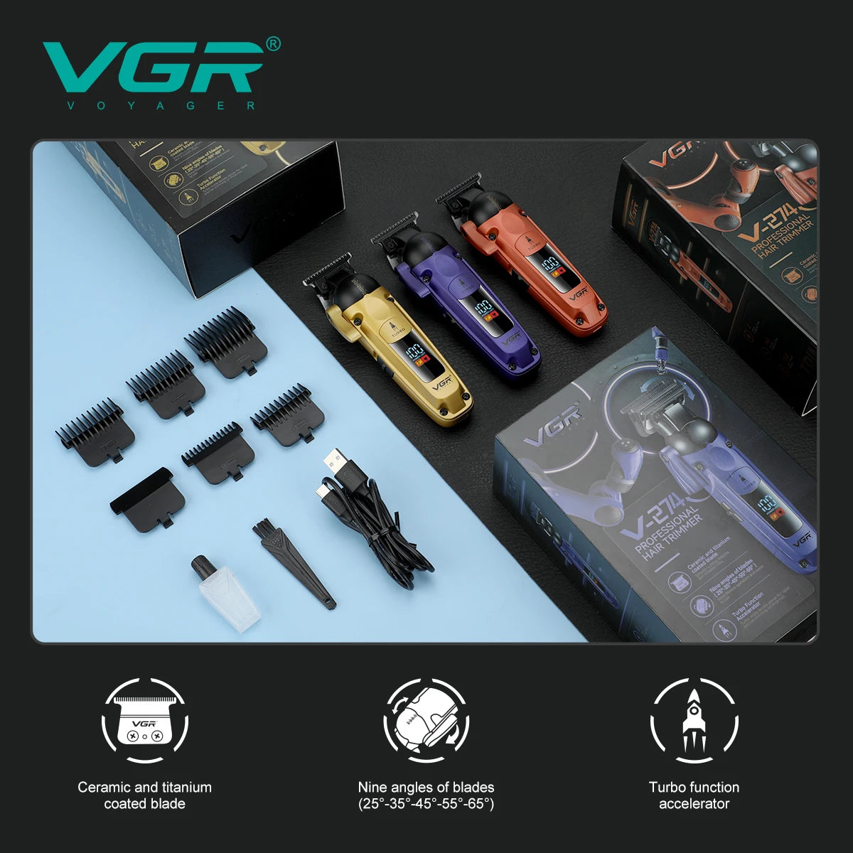 VGR Professional Hair Clipper – Cordless Rechargeable Trimmer for Men - HAB - Hair And Beauty