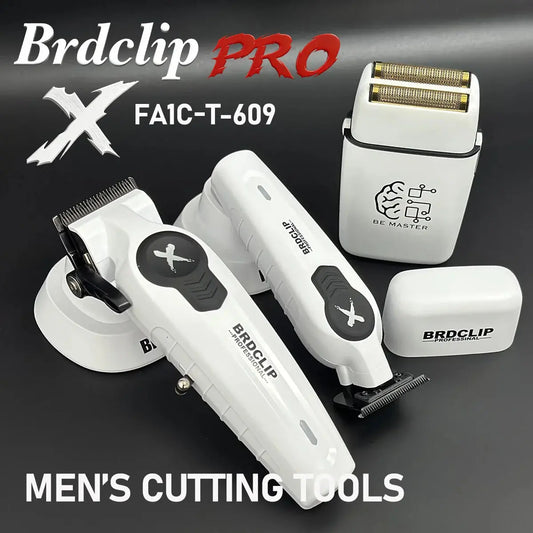 BRDCLIP New White Professional FA1C-T-609 Barber Hair Clipper Set Men's 10000RPM Electric Shaver Hair Trimmer Barbershop Tools - HAB - Hair And Beauty