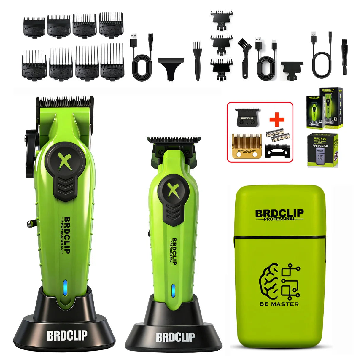 BRDCLIP New White Professional FA1C-T-609 Barber Hair Clipper Set Men's 10000RPM Electric Shaver Hair Trimmer Barbershop Tools - HAB - Hair And Beauty