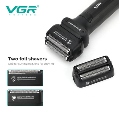 VGR Electric Shaver Professional Shaving Machine 9000 RPM Beard Trimmer LED Display Reciprocating Shaving Machine for Men V-368 - HAB - Hair And Beauty