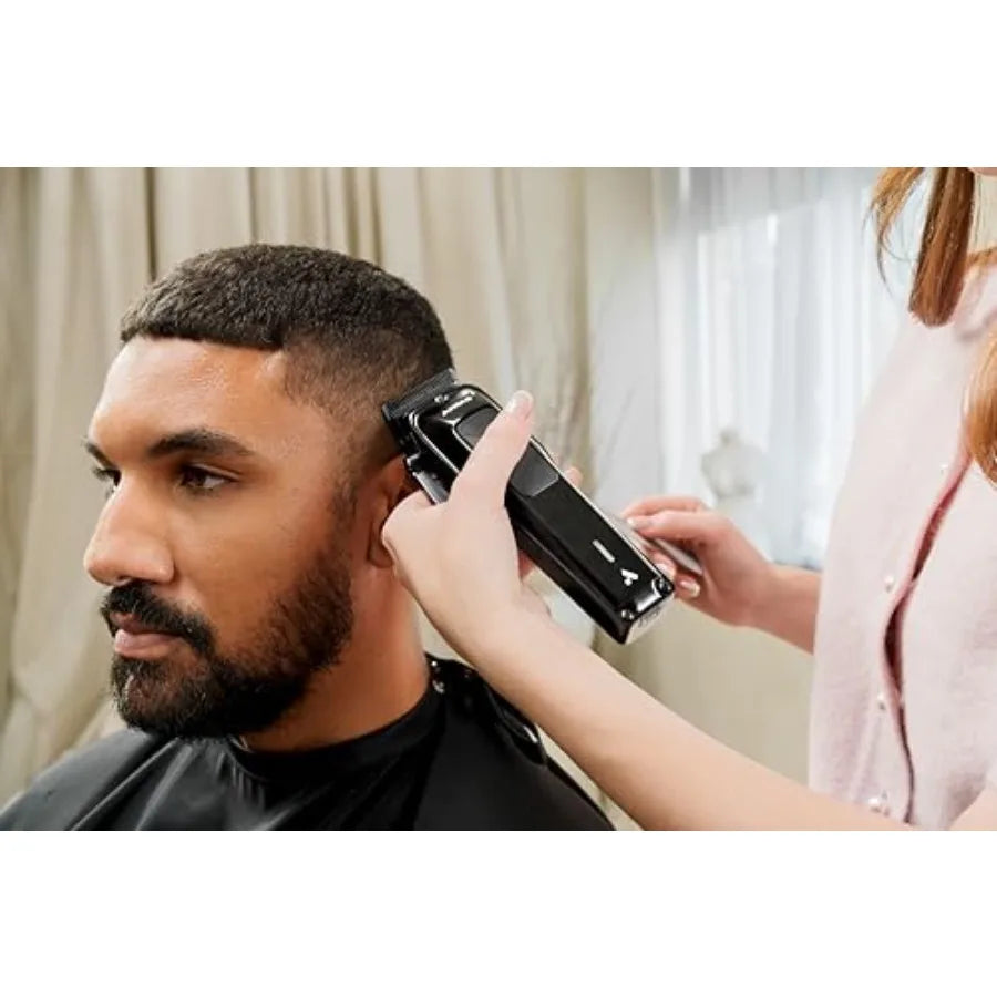 Professional Cordless Hair Cutting Combo Kit with Lithium-Ion Battery Black Includes Comb Sets Ideal for Beard Hair Trimming an - HAB - Hair And Beauty