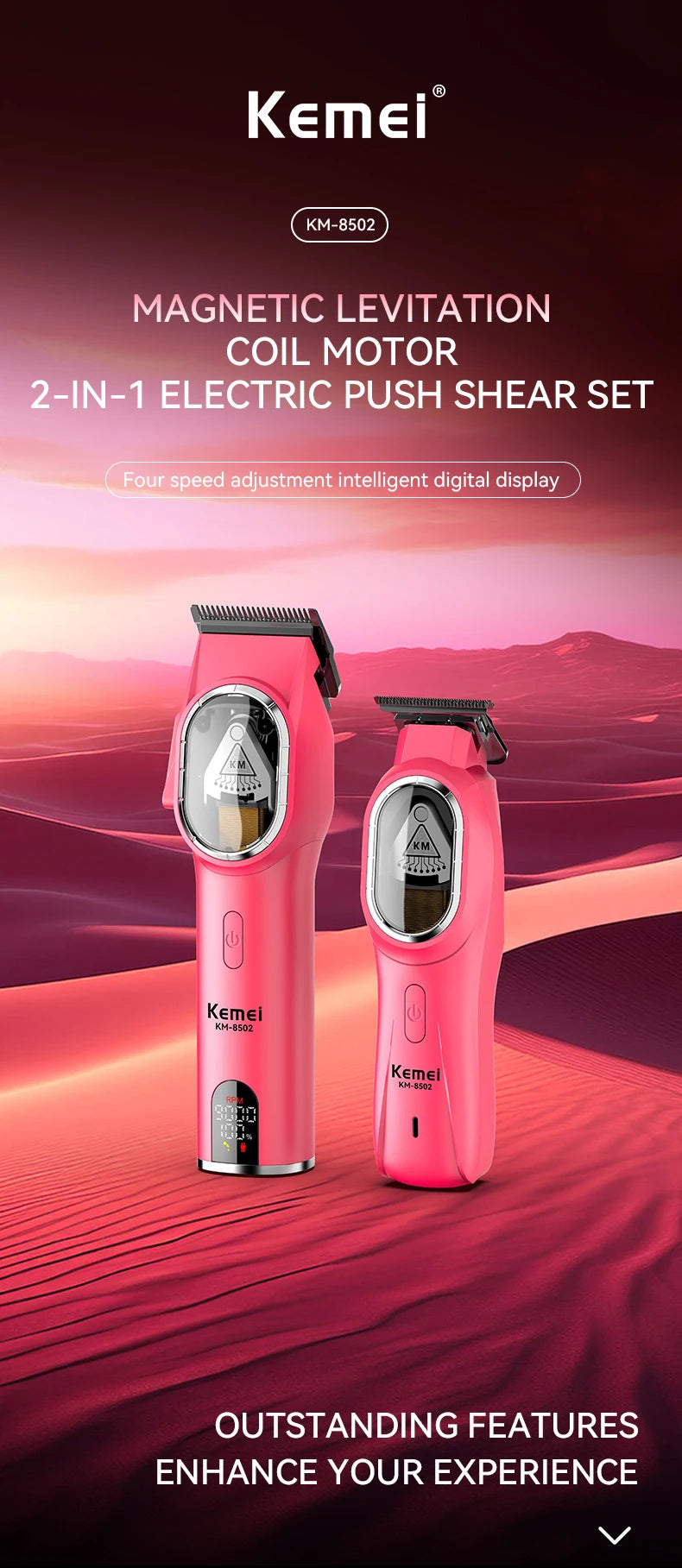KEMEI Professional Hair Clipper Set  Hair Clippers DLC Adjustable Intelligent Digital Display Electric USB Hair Clippers KM-8502 - HAB - Hair And Beauty