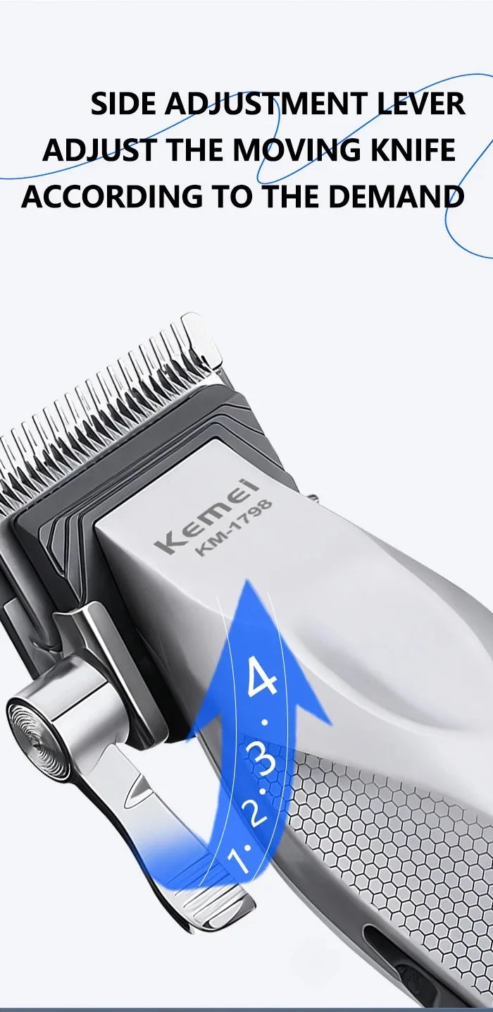 Kemei Barber Professional Hair Clipper Set Cordless Hair Trimmer Full Metal Body Electric Foil Shaver Hair Cutting Machine Razor - HAB - Hair And Beauty