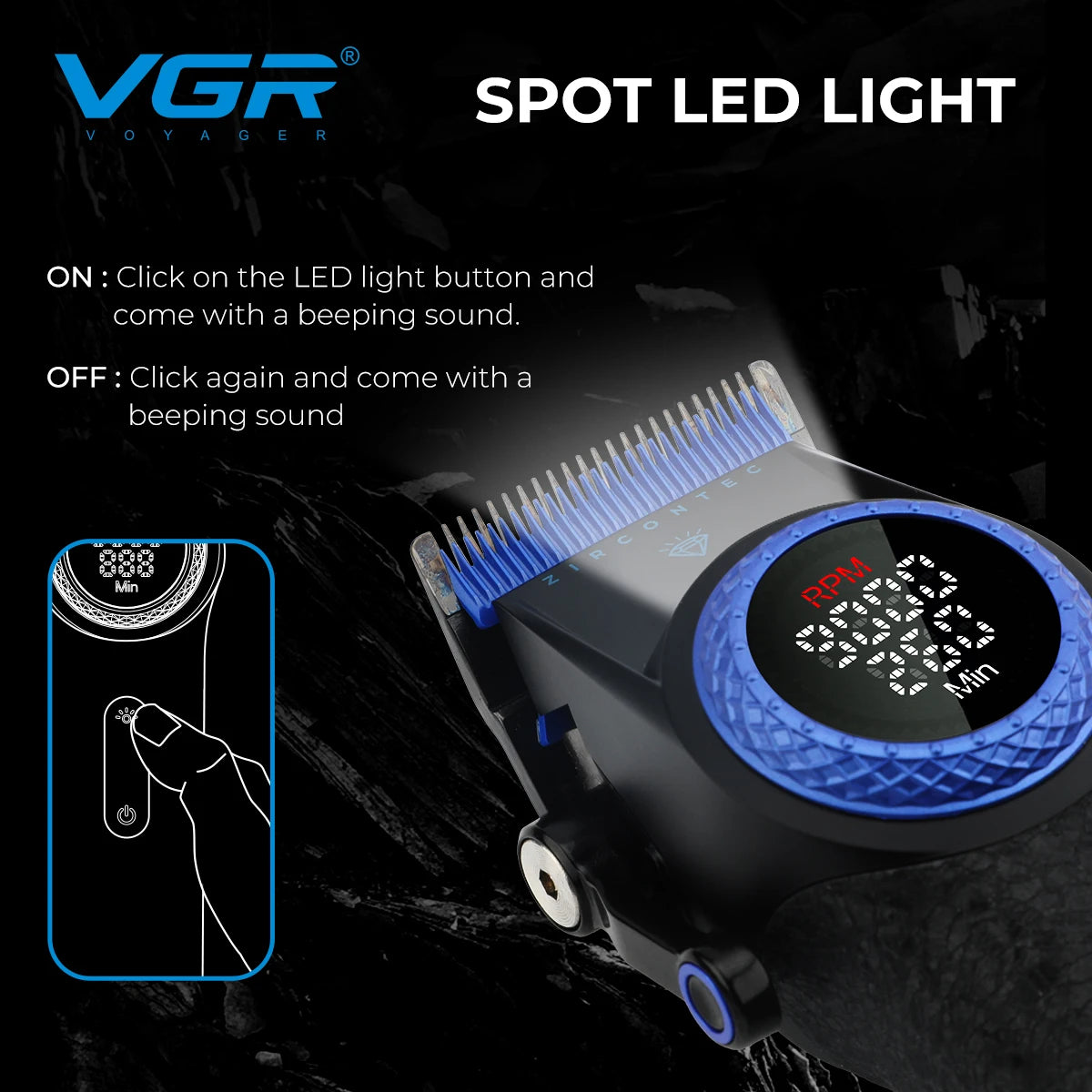 VGR Professional Hair Clipper with 12000 RPM High end Base Hair Trimmer Hair Salon Home Multi gear Adjustable Hair Clipper V-001 - HAB - Hair And Beauty
