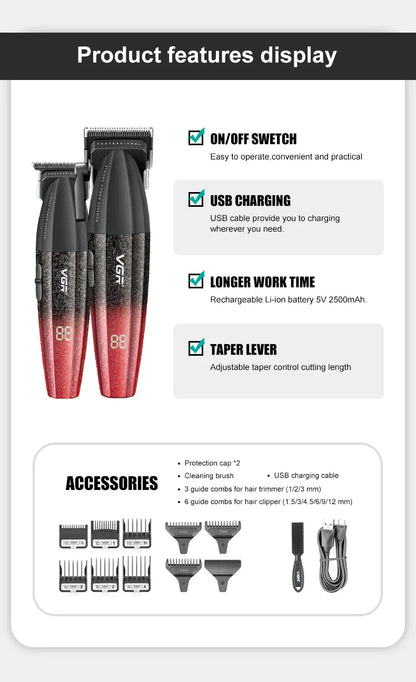 VGR Hair Trimmer Professional HairCut Machine Electric Body Trimmers 9000 RPM Hair Clipper Adjustable Hair Trimmer for Men V-640 - HAB - Hair And Beauty
