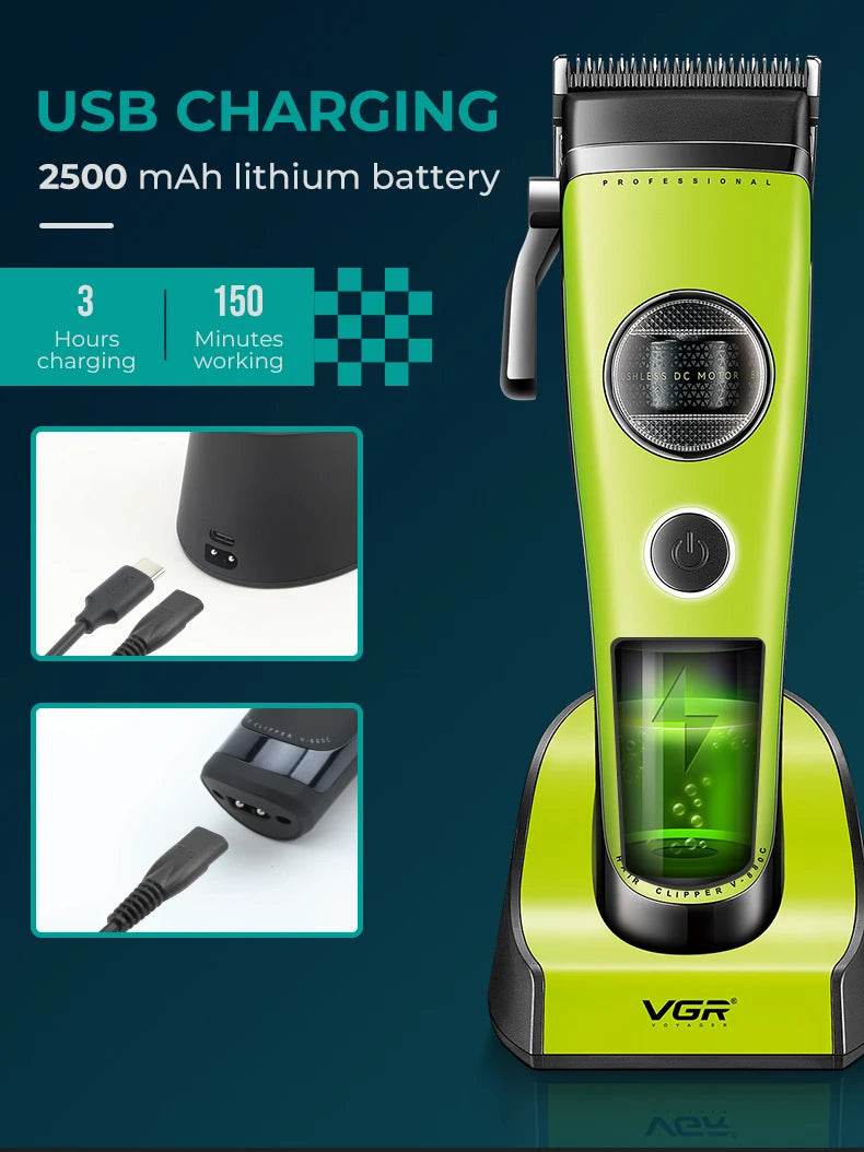 VGR Hair Trimmer Professional Hair Cut Machine Rechargeable Body Trimmer Electric Hair Clipper Adjustable Trimmer For Men V-880C - HAB - Hair And Beauty