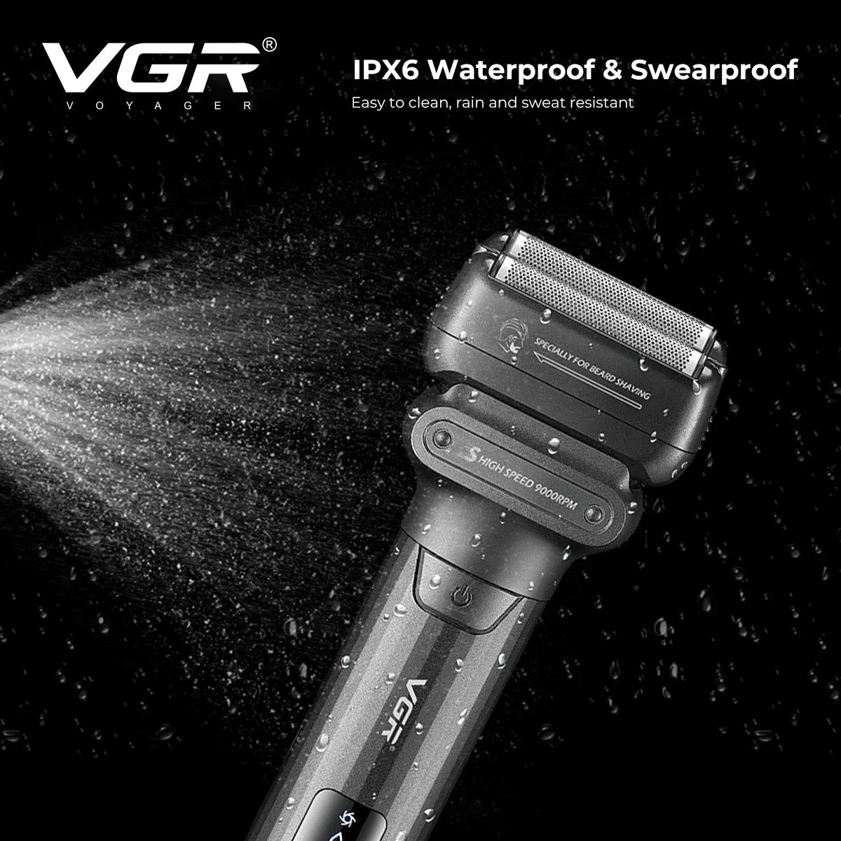 VGR Electric Shaver Professional Shaving Machine 9000 RPM Beard Trimmer LED Display Reciprocating Shaving Machine for Men V-368 - HAB - Hair And Beauty
