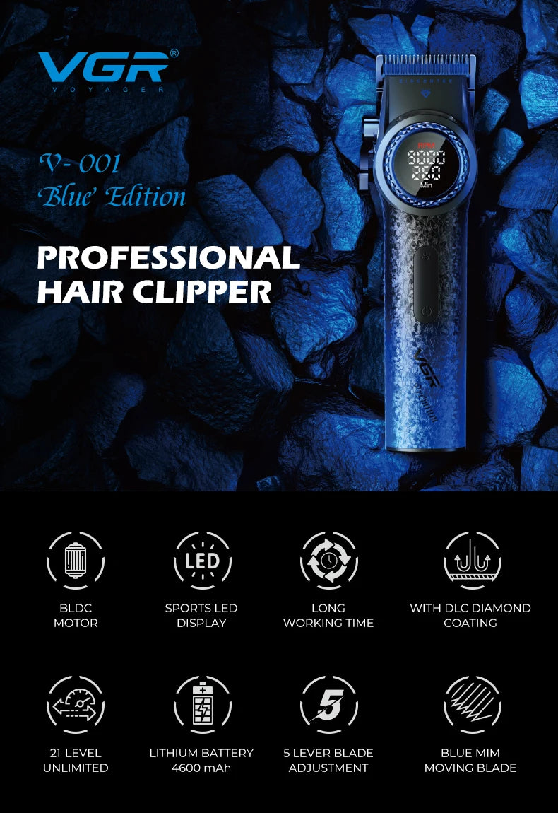 VGR Professional Hair Clipper with 12000 RPM High end Base Hair Trimmer Hair Salon Home Multi gear Adjustable Hair Clipper V-001 - HAB - Hair And Beauty