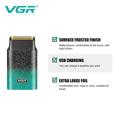 VGR New Reciprocating Shaver Gradient Matte Body Men's Shaver Convenient Home Travel Shaver Hair Removal and Whitening  V-326 - HAB - Hair And Beauty