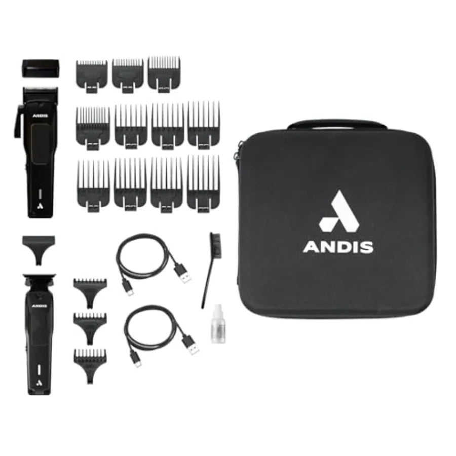 Professional Cordless Hair Cutting Combo Kit with Lithium-Ion Battery Black Includes Comb Sets Ideal for Beard Hair Trimming an - HAB - Hair And Beauty