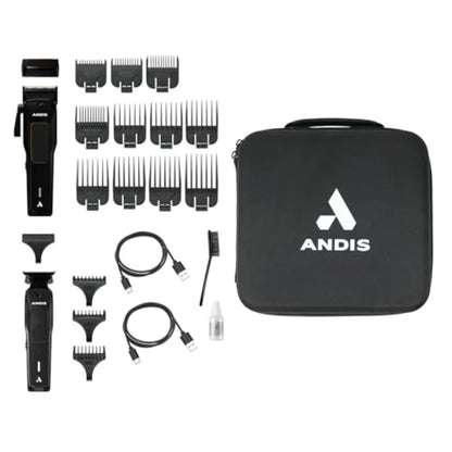 Professional Cordless Hair Cutting Combo Kit with Lithium-Ion Battery Black Includes Comb Sets Ideal for Beard Hair Trimming an - HAB - Hair And Beauty