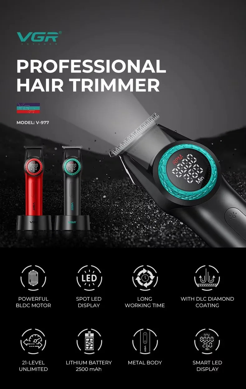 VGR Hair Cutting Machine Professional Hair Trimmer Electric Hair Clipper Cordless Barber Combo Metal Trimmer for Men V-001 V-977 - HAB - Hair And Beauty
