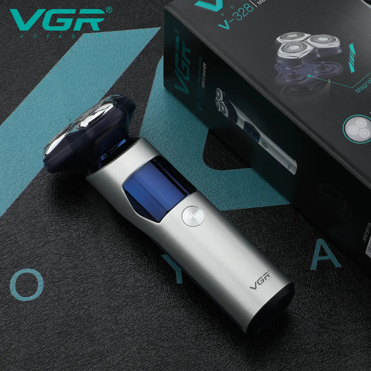 VGR 328 Men's Professional Shaver Metal Floating Three Blade Household Shaver LED Intelligent Digital Hair Trimming Machine - HAB - Hair And Beauty