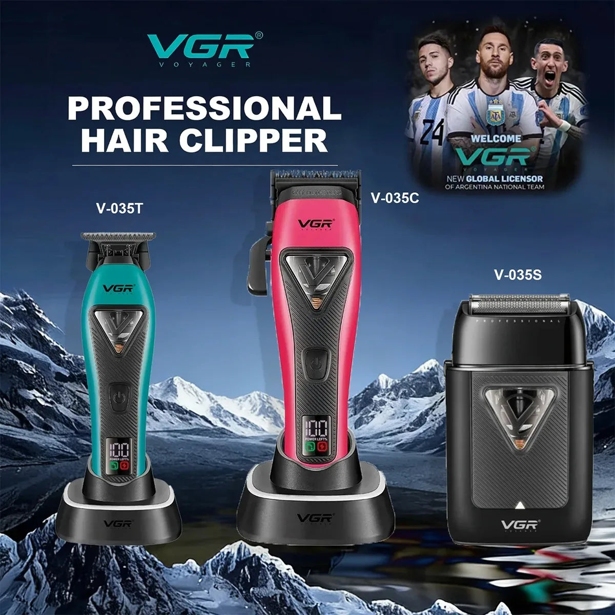 VGR Hair Trimmer Professional Hair Cutting Machine LED Cordless Barber Clipper Vector Motor 11000 RPM Hair Trimmer for Men V-035 - HAB - Hair And Beauty