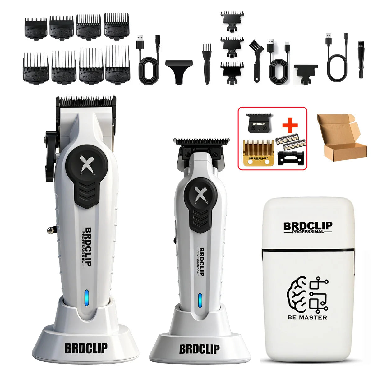 BRDCLIP New White Professional FA1C-T-609 Barber Hair Clipper Set Men's 10000RPM Electric Shaver Hair Trimmer Barbershop Tools - HAB - Hair And Beauty