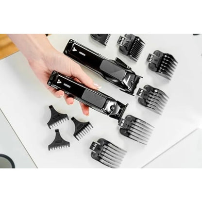 Professional Cordless Hair Cutting Combo Kit with Lithium-Ion Battery Black Includes Comb Sets Ideal for Beard Hair Trimming an - HAB - Hair And Beauty