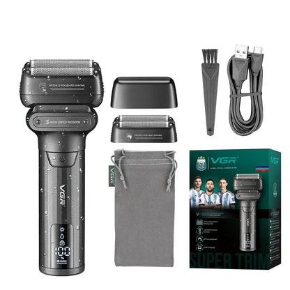 VGR Electric Shaver Professional Shaving Machine 9000 RPM Beard Trimmer LED Display Reciprocating Shaving Machine for Men V-368 - HAB - Hair And Beauty